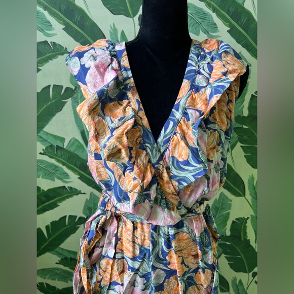 Cecilia Pettersson for Anthropologie Floral Ruffle Faux Wrap Mini Dress XL NWT - Picture 5 of 11